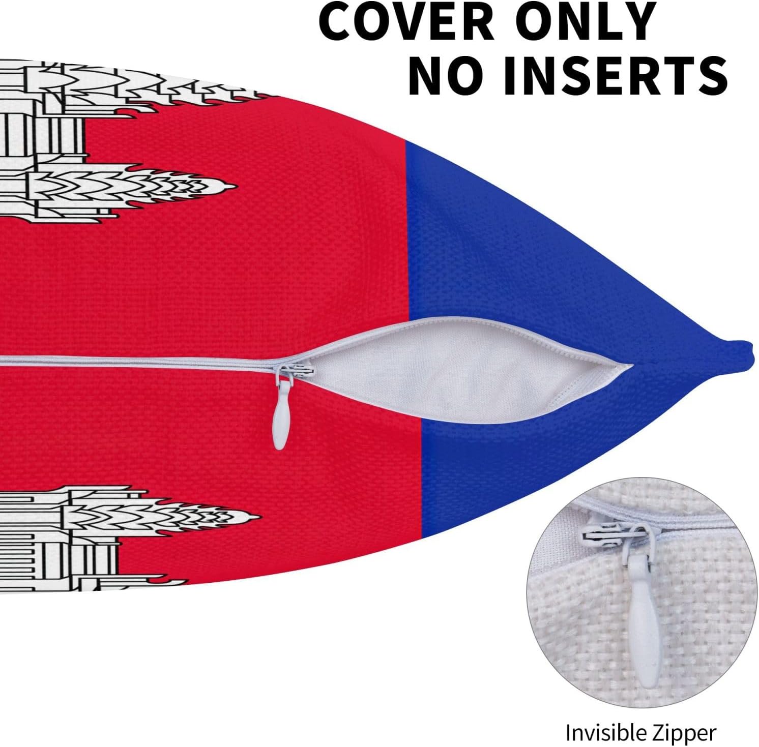 Cambodia Flag Imitation Linen Pillowcase -2 Sets, Fashionable Home Decoration, Used for Sofas, Gardens, beds