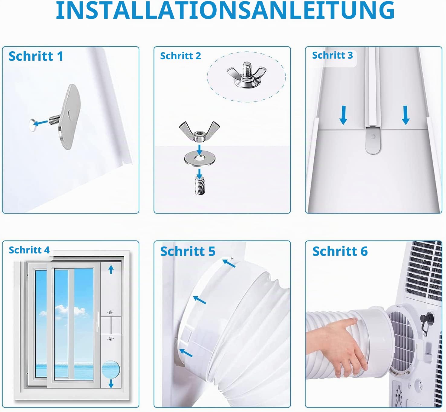 Tragbares Klimaanlagen Fensterabdichtung, Verstellbare Mobile Klimaanlage Schiebefenster PVC Dichtungssatz, Bausatz für Erweiterungsfenster mit Schnittstelle (Für 15cm Schlauch)