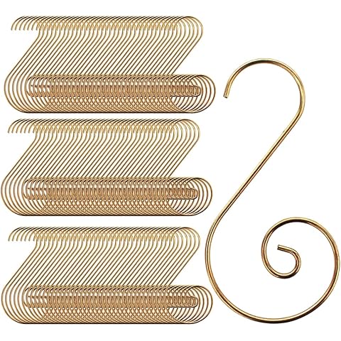 CUALFEC Christmas Ornaments Hooks Christmas Tree Hanger Great for Christmas Tree Decoration - 120 /Gold Cover