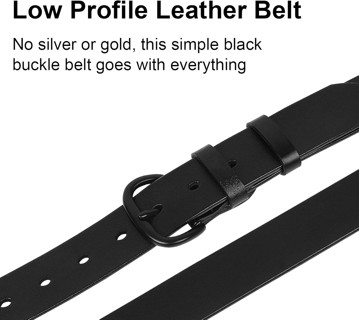 Womens Black Buckle Belt SANSTHS Casual Leather Jeans Belts with Black Metal Buckle at  Women’s Clothing store