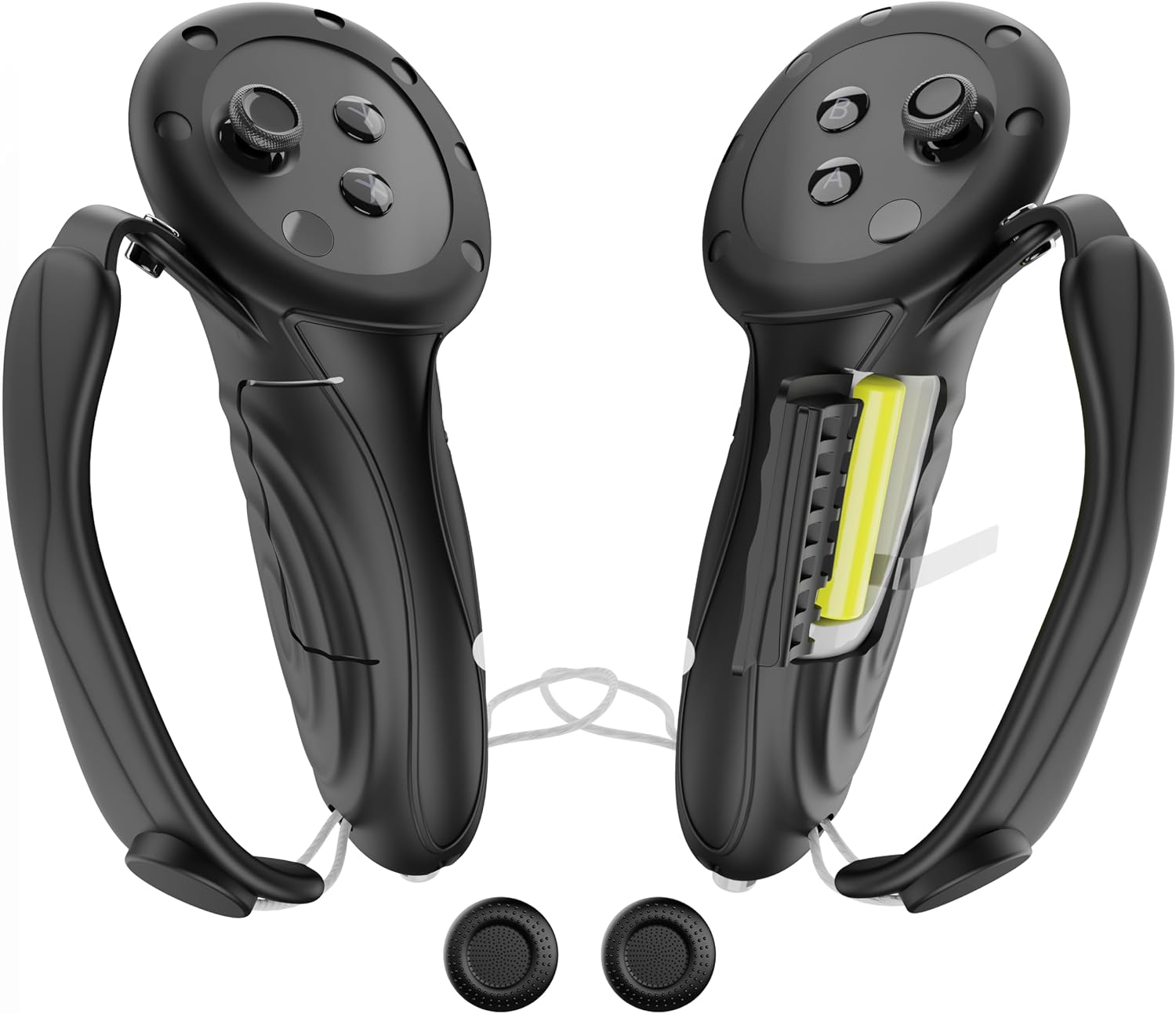 APEXINNO Extended Handle Controller Grips Cover for Quest 3S/Meta Quest 3 VR Accessories, Controller Protector Cover Skin with Adjustable Hand Straps, Battery Opening Design for Oculus Quest 3/3S
