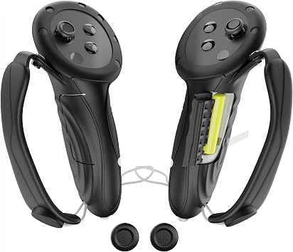 APEXINNO Extended Handle Controller Grips Cover for Quest 3S/Meta Quest 3 VR Accessories, Controller Protector Cover Skin with Adjustable Hand Straps, Battery Opening Design for Oculus Quest 3/3S