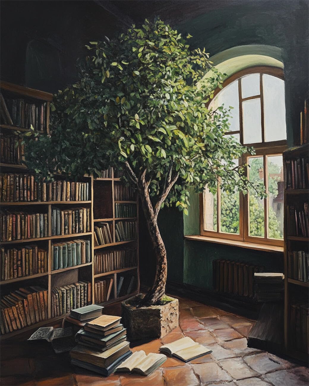 RKFLGEW DIY Bead Embroidery Kits The Big Tree in The Study 40x50cm