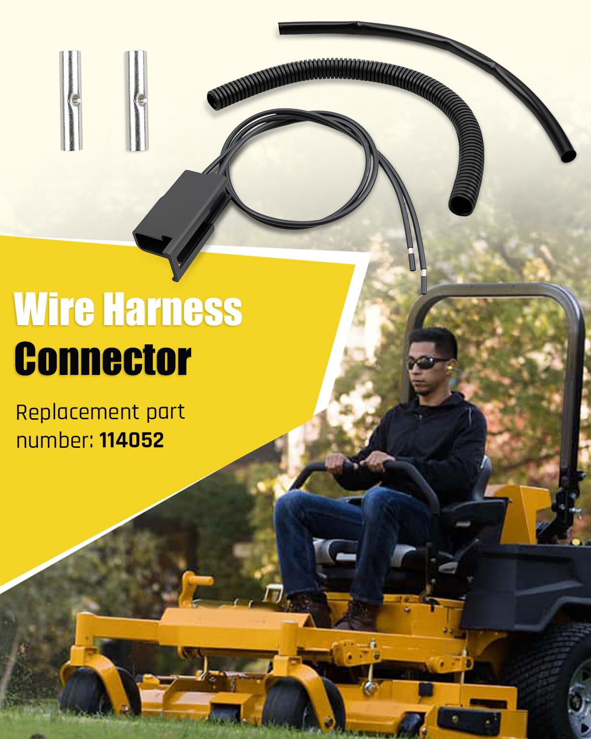 114052 Kit de reparación de conector de arnés de cables, apto para cortacésped Hustler Super Z, FasTrak, Big Dog, reemplaza el enchufe hembra de embrague eléctrico PTO 791251