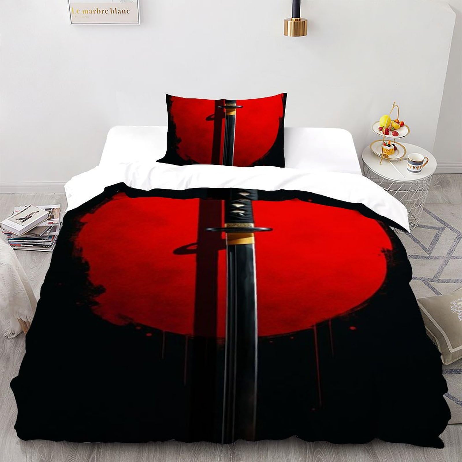 Housse de couette 135x200cm motifs outils fer rouge en microfibre pour lit enfant