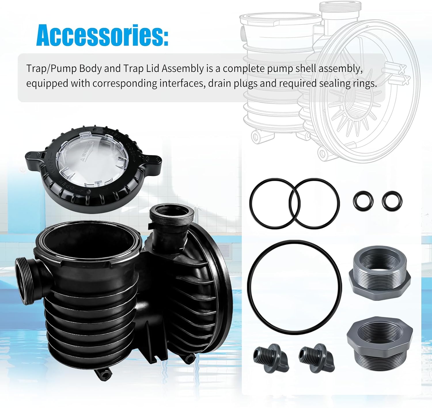 17307-0110S Pump Strainer Housing Compatible with Pentair Sta-Rite 5P2R Max-E-Glas/Dura-Glas Filter Pumps Replacement Filter Shell, 17307-0110S Strainer Pumps Body