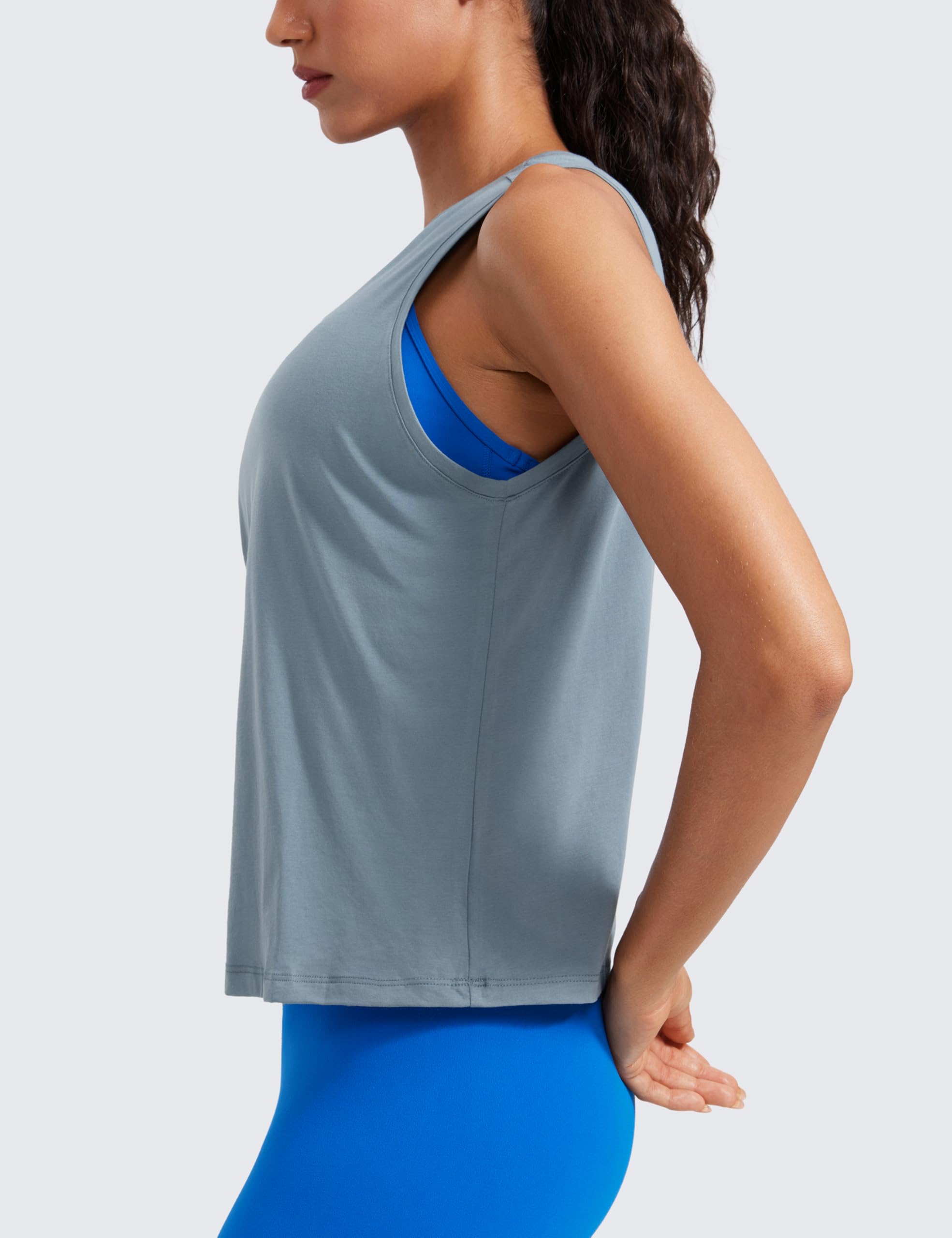 CRZ YOGA Mujer Pima Algodón Camiseta Tirantes Suelto Ejercicio Gimnasio Yoga Running Sin Mangas Tank Tops