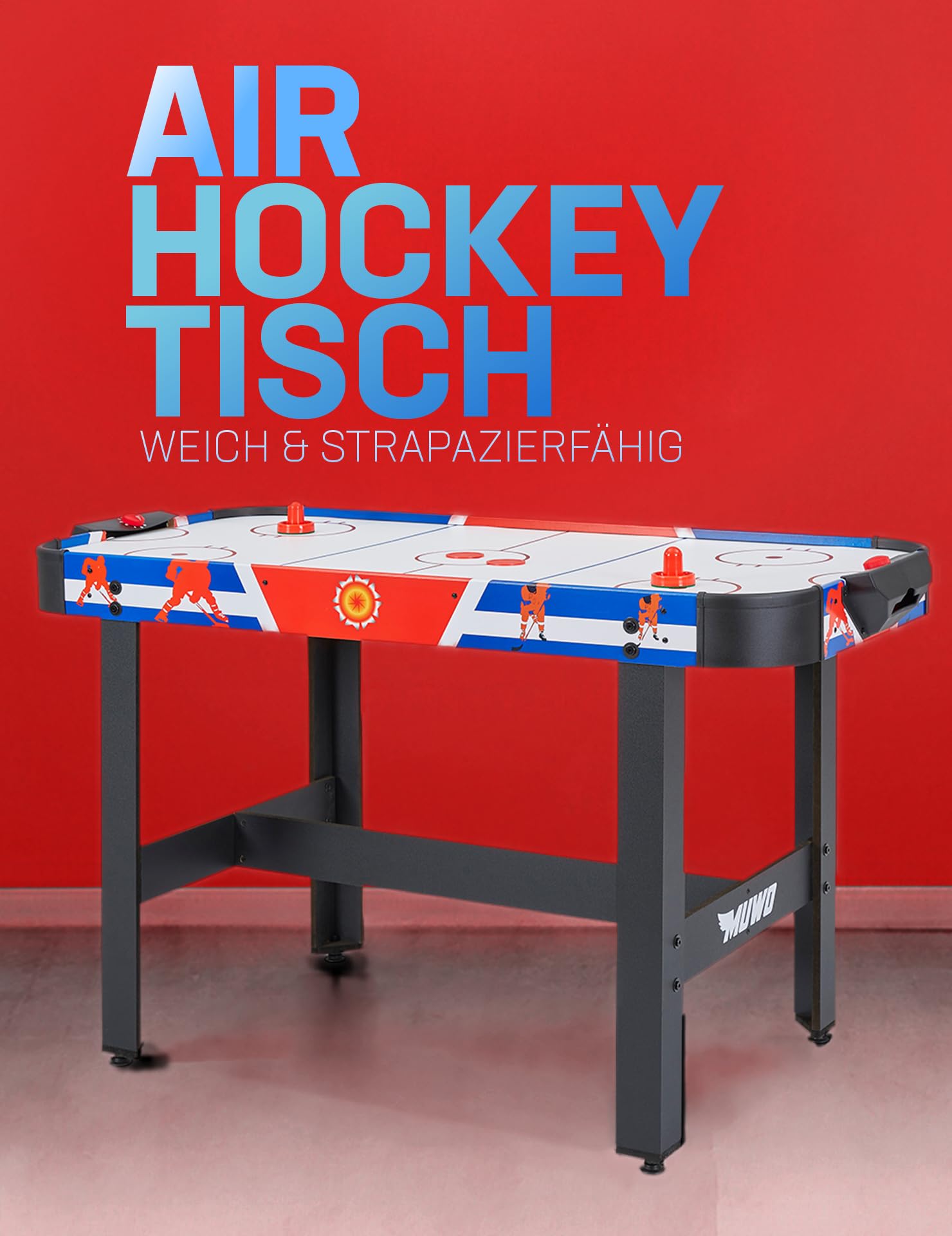 MUWO Air Hockey Mesa de Hockey 122x61x79 cm con 2 Discos y 2 Push