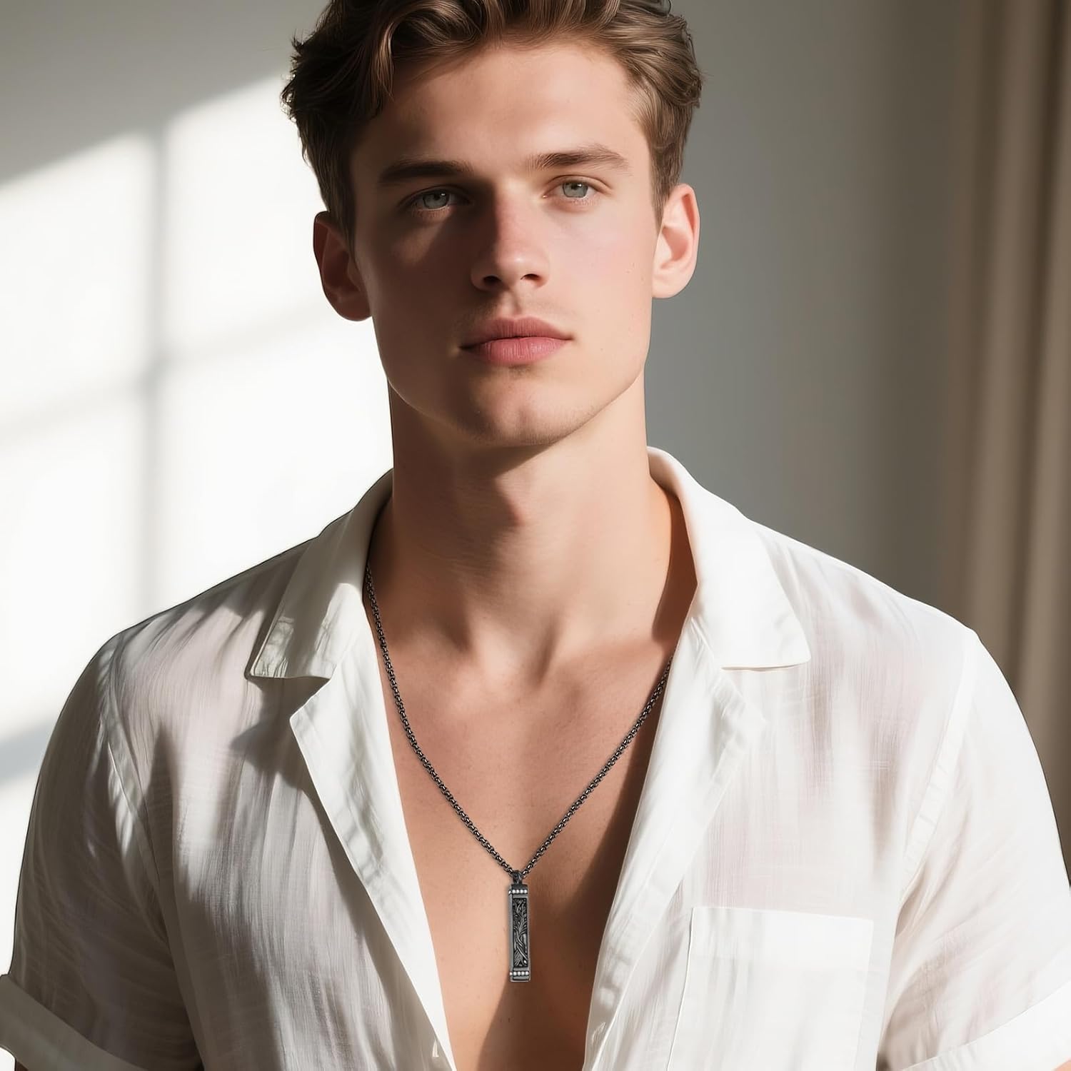 ONEFINITY Urn Necklace for Ashes 925 Sterling Silver Tree of Life Abalone Shell Bar Shape Pendant Necklace Cremation Memorial Keepsake Jewelry Gifts for ashes of loved one for Women Men - Image 2