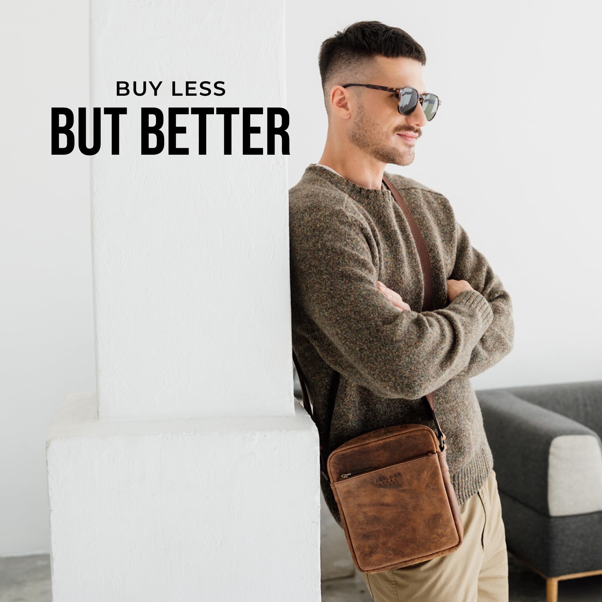 Berliner Bags Vintage Umhängetasche Tom, Schultertasche aus Leder, Männerhandtasche und Crossbody für Herren