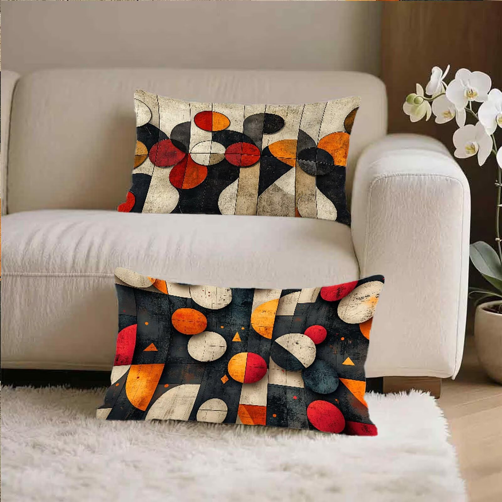 Federe Cuscino 60x80 Set di 2, Geometria Federe Cuscini Divano Velluto Morbido, Rettangolari Copricuscini 60x80cm Con Cerniera Invisibile, Copricuscino per Camera Casa Decorazioni, Astratto 3-6685