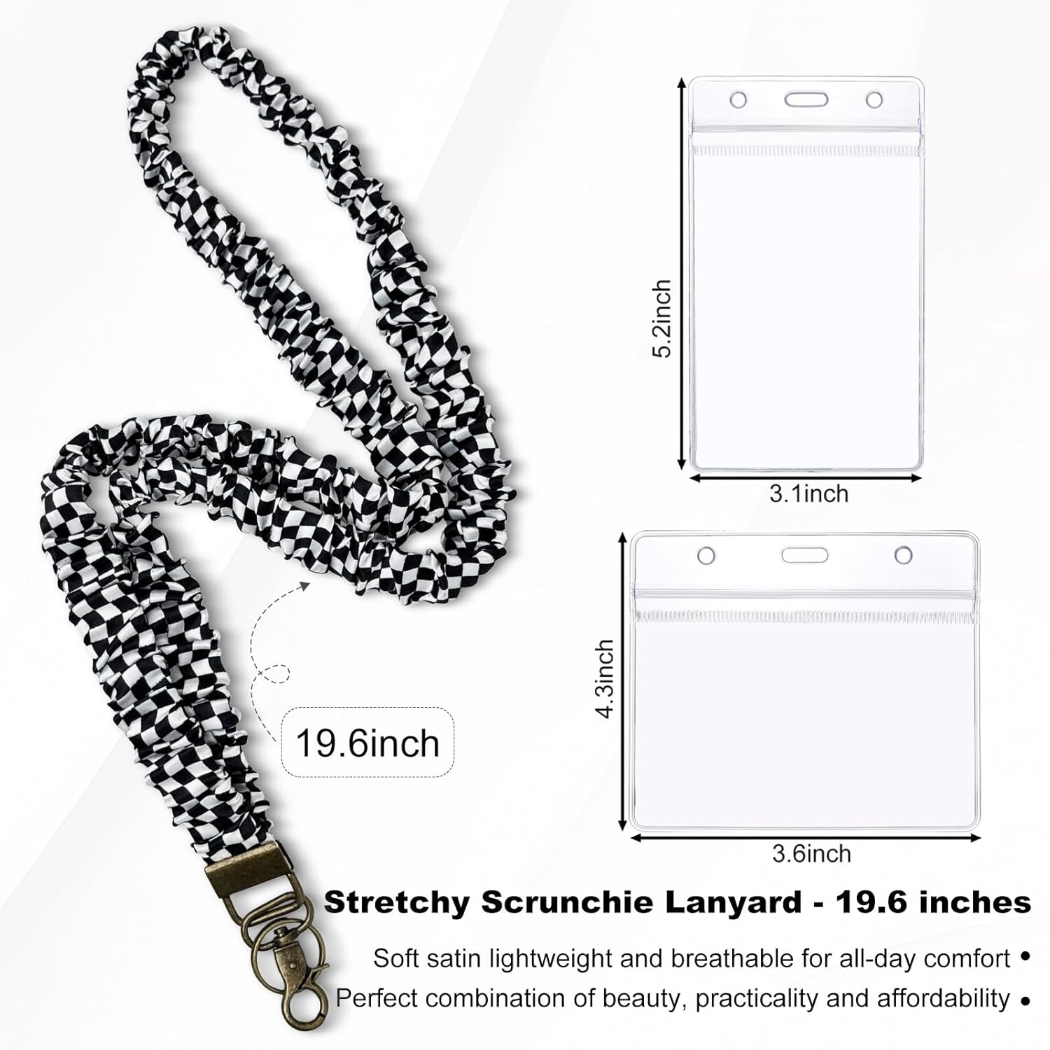 Stretchy Scrunchie Lanyard for ID Badges Keys, Cute Teacher Lanyard for Women with 2 Card Holders 19.6 Inch - Image 3