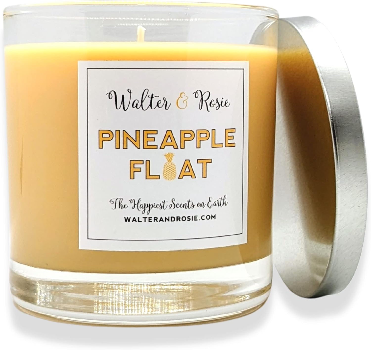 Walter & Rosie Candle Co. - Pineapple Float 11oz Scented Candle Inspired by Disney Scents & Dole Whip - Smell Like Disney Resorts - Happiest Scents on Earth - Soy Blend - Up to 40 Hrs