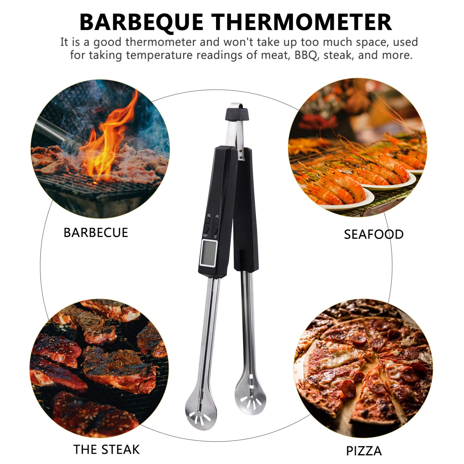 VALICLUD Multifunktionale Grillzange mit Thermometer für Bbq und Steak Präziser Edelstahl Sensor Hitzebeständig Inklusive 2 Stück Aaa Batterien
