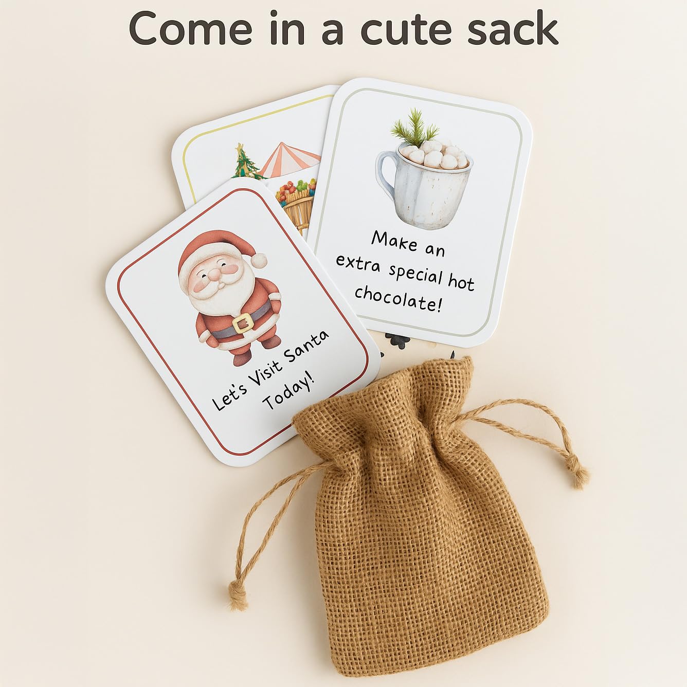 Hoolaroo Christmas Advent Cards Advent Calendar fillers for Kids Refillable Xmas Traditions, Beige - Image 4