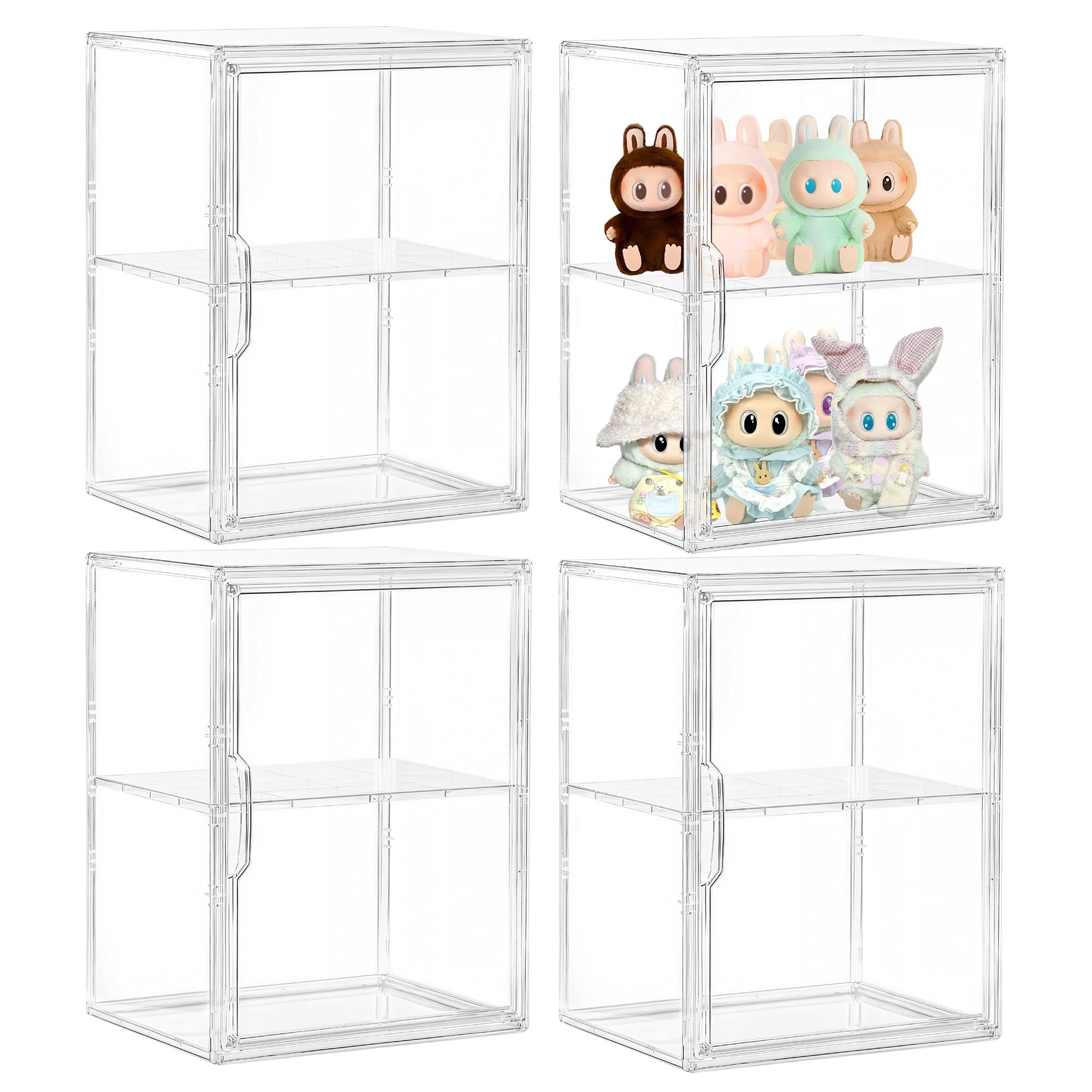 Large Clear Acrylic Display Case for Figure Collectibles 4 Pack