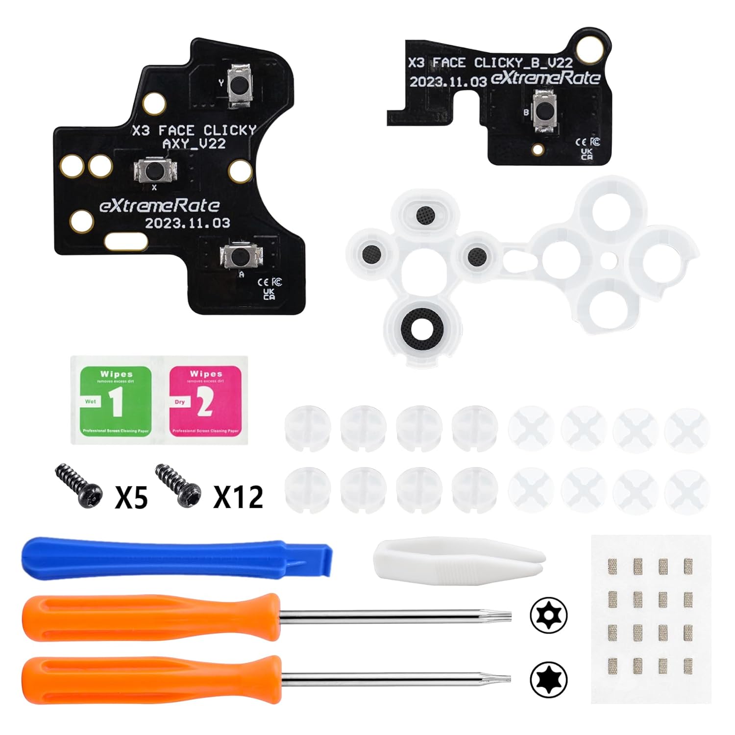 eXtremeRate LT RT Shoulder Buttons Clicky Hair Trigger Kit + ABXY Clicky Kit V2 Replacement for Xbox One X/S Controller Model 1708 - Controller NOT Included