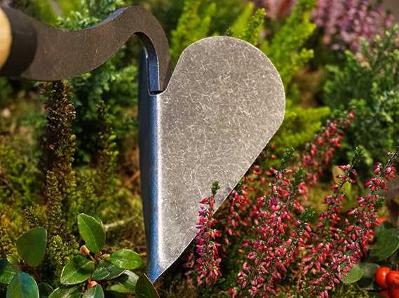 DeWit Drop Grip Hand Plow Dutch Garden Tool, Ash Wood Handle, Dual Bulb Grip, 22.4 Length, Mini Furrow Opener for Raised Beds & Soil Cultivation