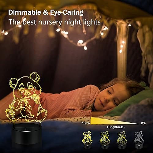 Miniatura 6 de BASSI Lámpara de regalo de panda, luz nocturna que cambia de 16 colores, juguete de panda a control remoto para niños, regalos de cumpleaños y
