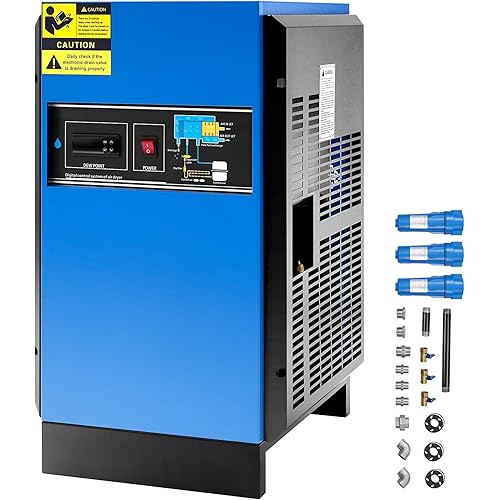 VEVOR Compressed Air Dryer, 85CFM Refrigerated Air Dryer, 110-120V Industrial Refrigerated Air-Drying System for 15HP & 20HP Compressors - with Color Screen Control Panel and Automatic Drainage