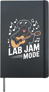 Labrador Guitar Dog Music Instrument Guitar Lover Hardcover Journal, Black