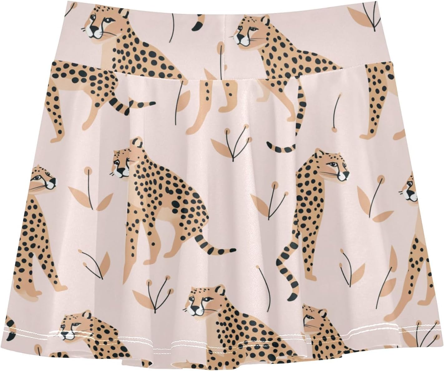 Girls Athletic Skorts Cat Hidden in Green Leaves Pattern Tennis Golf Skirts with Shorts