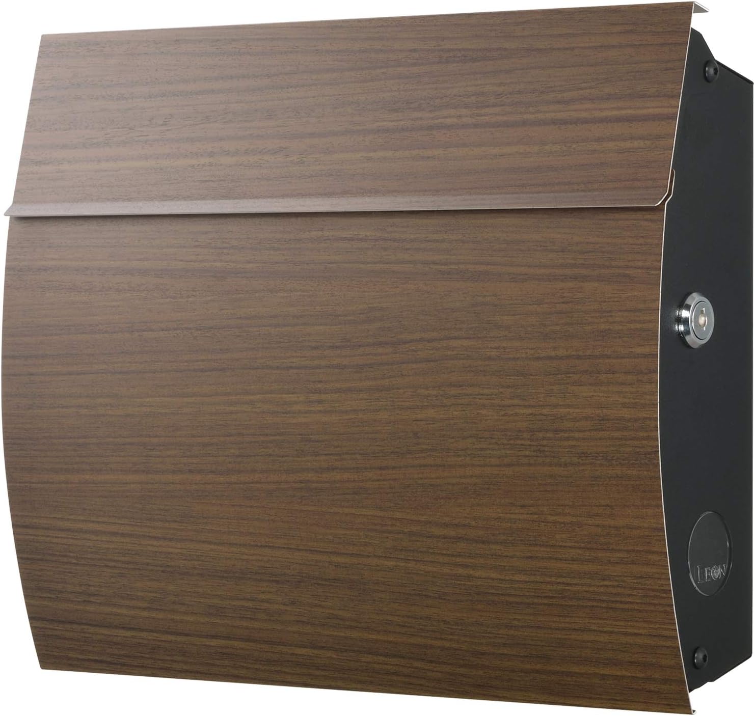 MB-4801 Modern Wall Mount Locking Mailbox, Large Black Galvanized Mid-Century Post Box with Key, Contemporary Letterbox for House or Office – 14” x 12” x 4.1” Camphor