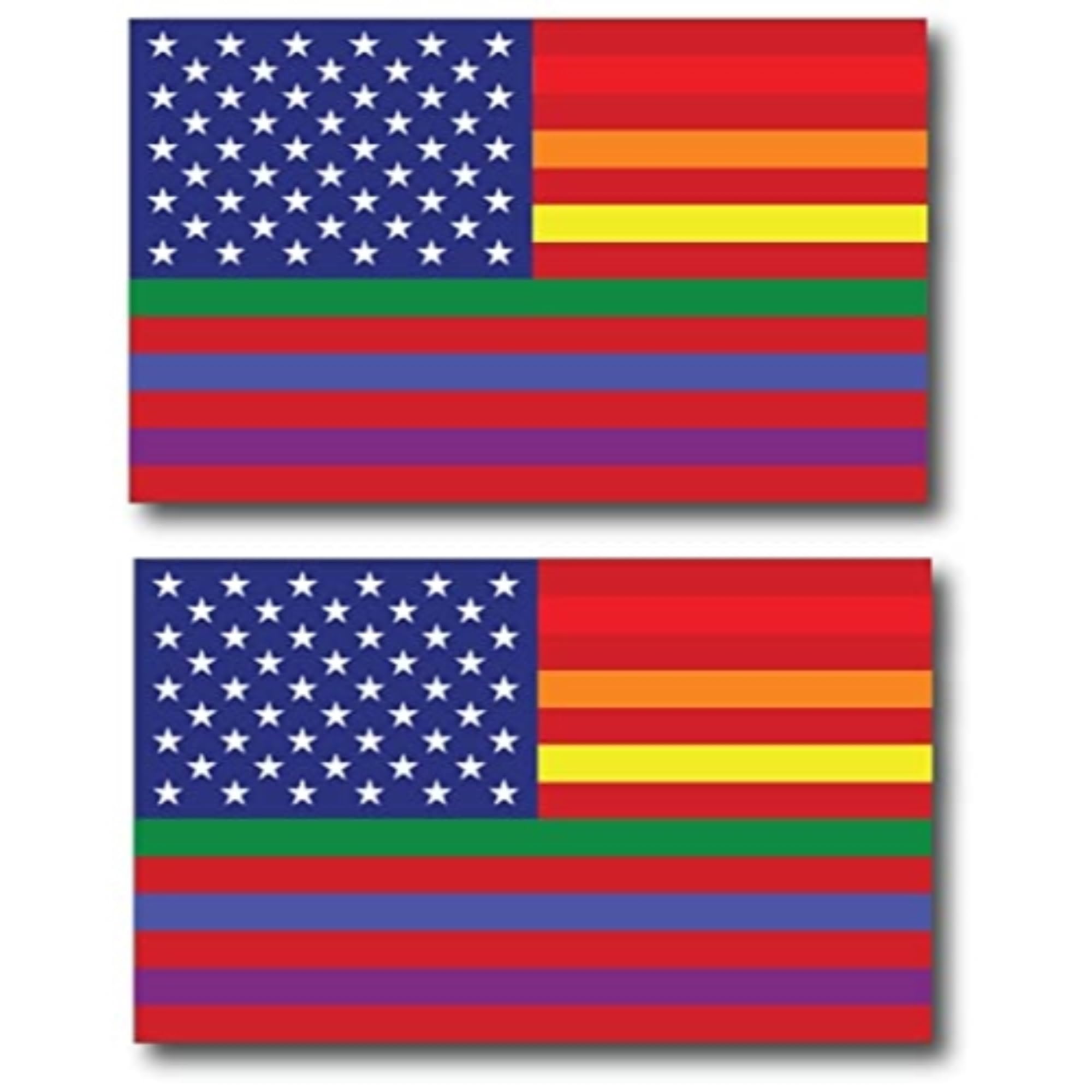 LGBTQ+ Pride Rainbow American Flag Magnet Decal - 3"x5", 2-Pack