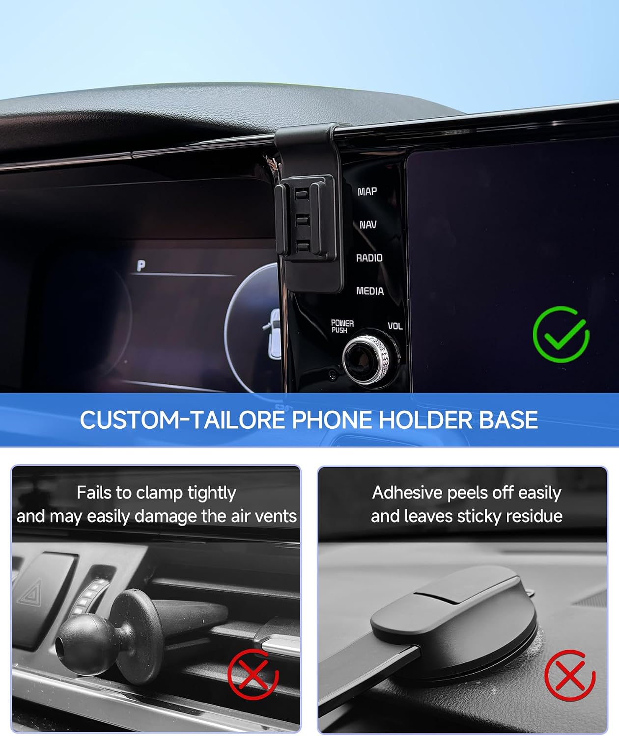 Qi2.2 Max 25W Fast Wireless Car Charger Phone Holder for 2021-2023 Kia Sorento Accessories, 360° Rotation Phone Mount Compatible with MagSafe, Cell Phone Holder Does Not Affect Air Vent