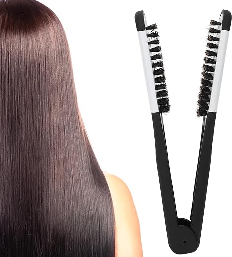 Brush, Hair Straightening Comb Bristle Double Sided Brush hair straightener Comb Clamp Multifunctional Hair Brush Straight...