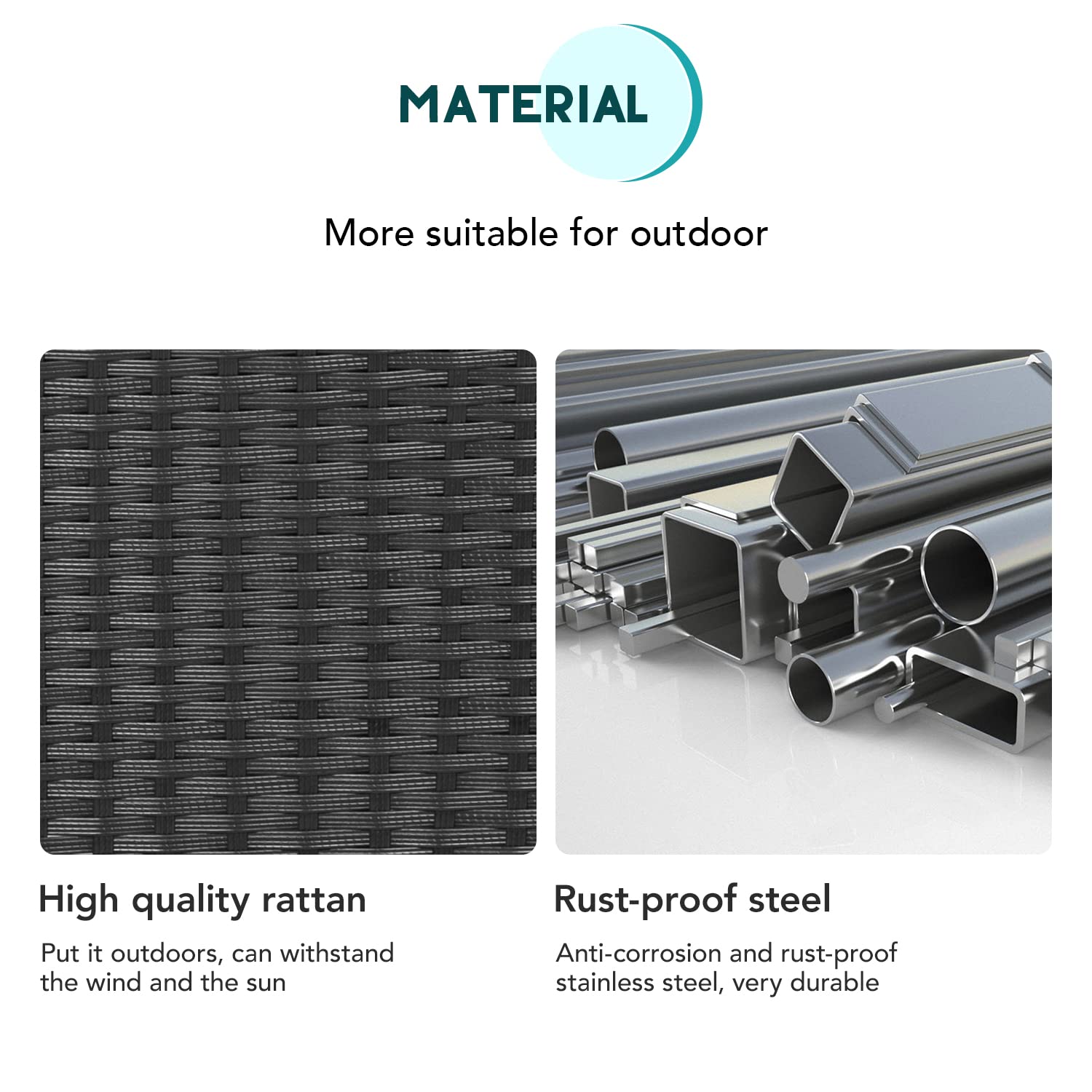 3 Piece Outdoor Furniture Set Patio Furniture Wicker Chairs Conversation Bistro Set 2 Rattan Chairs with Red Cushions and Glass Coffee Table for Porch Lawn Garden Balcony Backyard