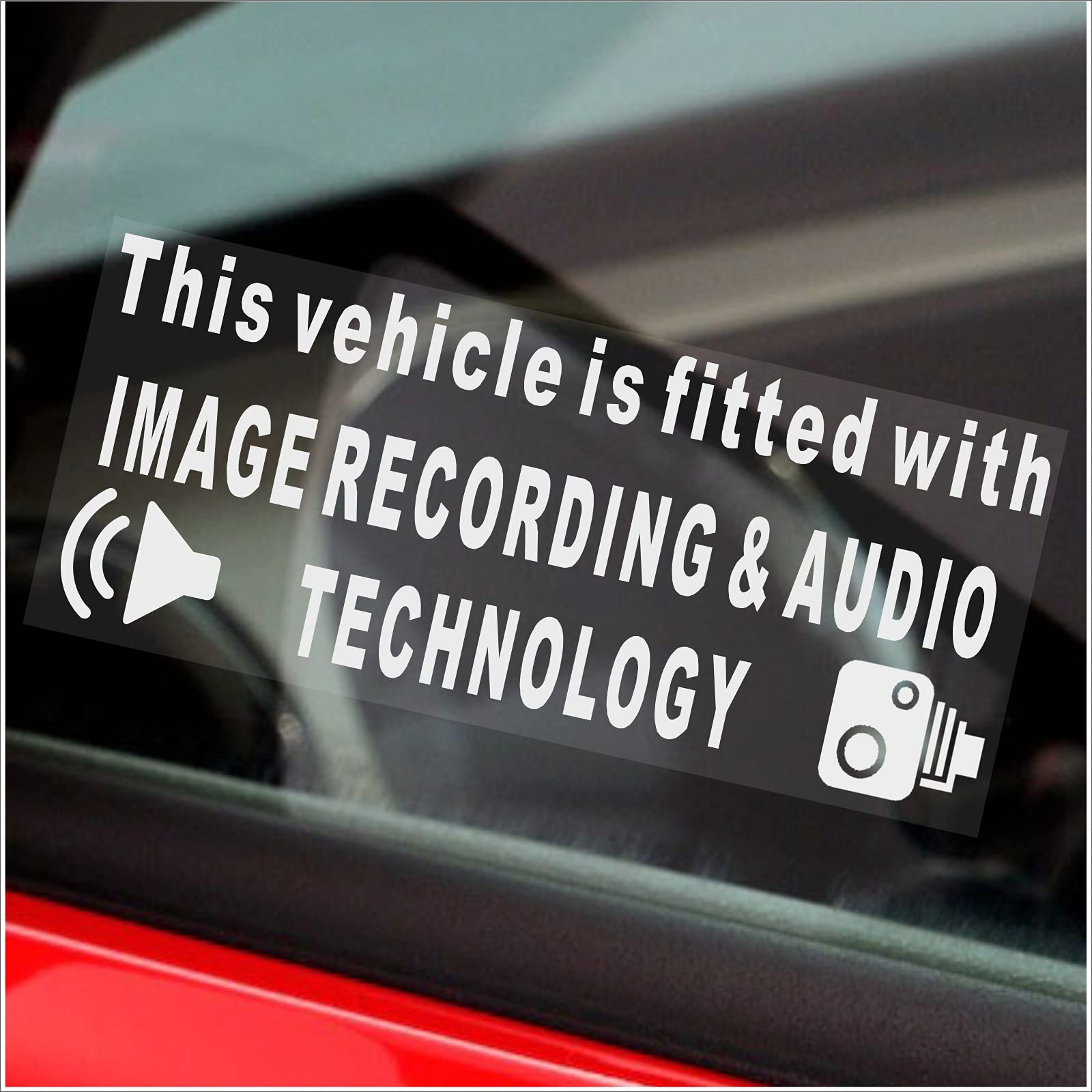 Platinum Place White Onto Clear 1 X C17 Image Recording And Audio Technology Fitted Internal Window Sticker Reverse Camera Warning Sign Vehicle Security Dash Cam Cctv Decal Car Van Truck Taxi Mini Cab Bus Coach Go Pro 200X87mm