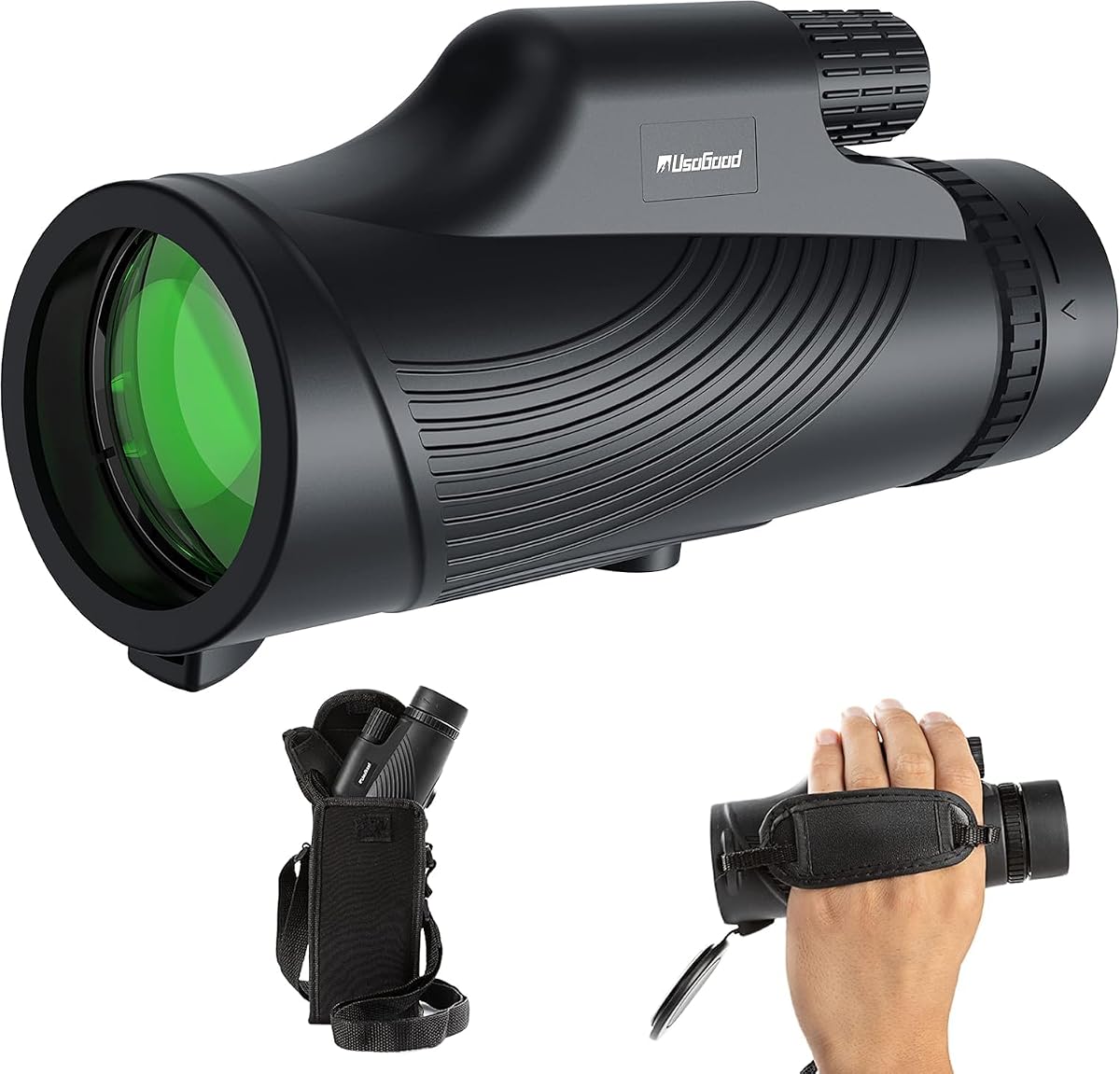 Usogood Monocular Telescope, 10x42 Monocular for Adults, BAK4 Prism & FMC | Lens Monoculars for Adults High Powered, Waterproof Portable Monocular with Hand Strap for Bird Watching, Camping, Travel