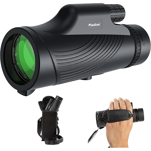 Monocular Telescope, 10x42 Monoculars for Adults, Usogood Compact Portable Waterproof Monocular with Hand Strap, Lightweight Handheld Pocket Telescope for Bird Watching
