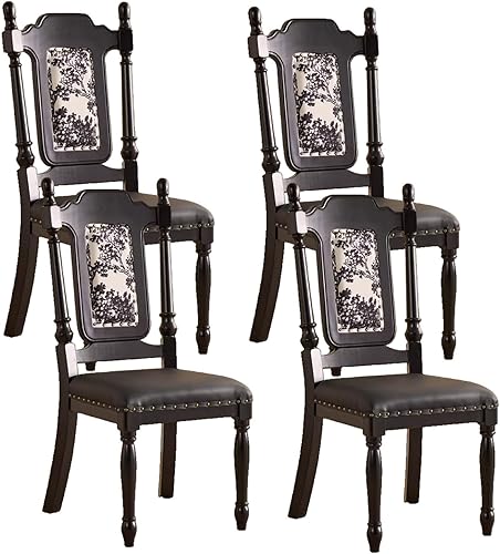 Miniatura 15 de Juego de 4 sillas de comedor de madera, sillas de cocina con respaldo alto, sillas de comedor vintage, silla tapizada sin brazos, para cocina,