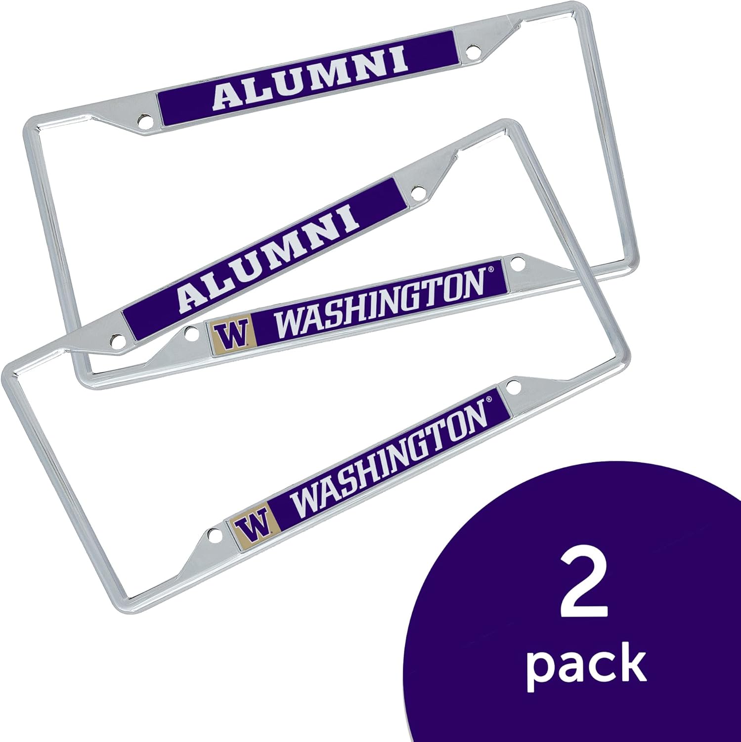 Desert Cactus University of Washington Car Accessories Metal License Plate Frame for Front or Rear of Car (Alumni 2 Pack) - Image 2