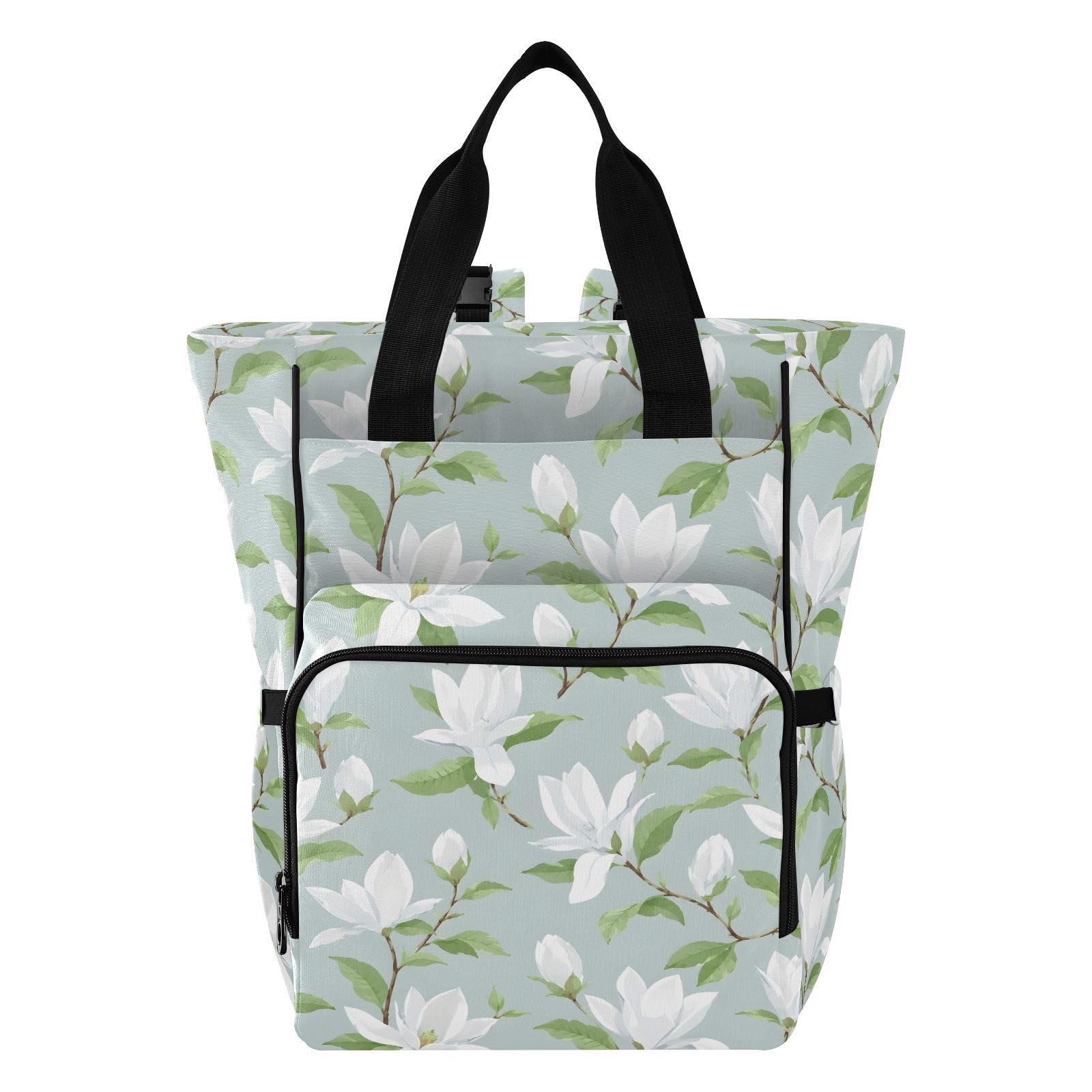 Mnsruu Borsa per pannolini da viaggio impermeabile, con motivo Gardenia, per mamme e papà, colore: bianco