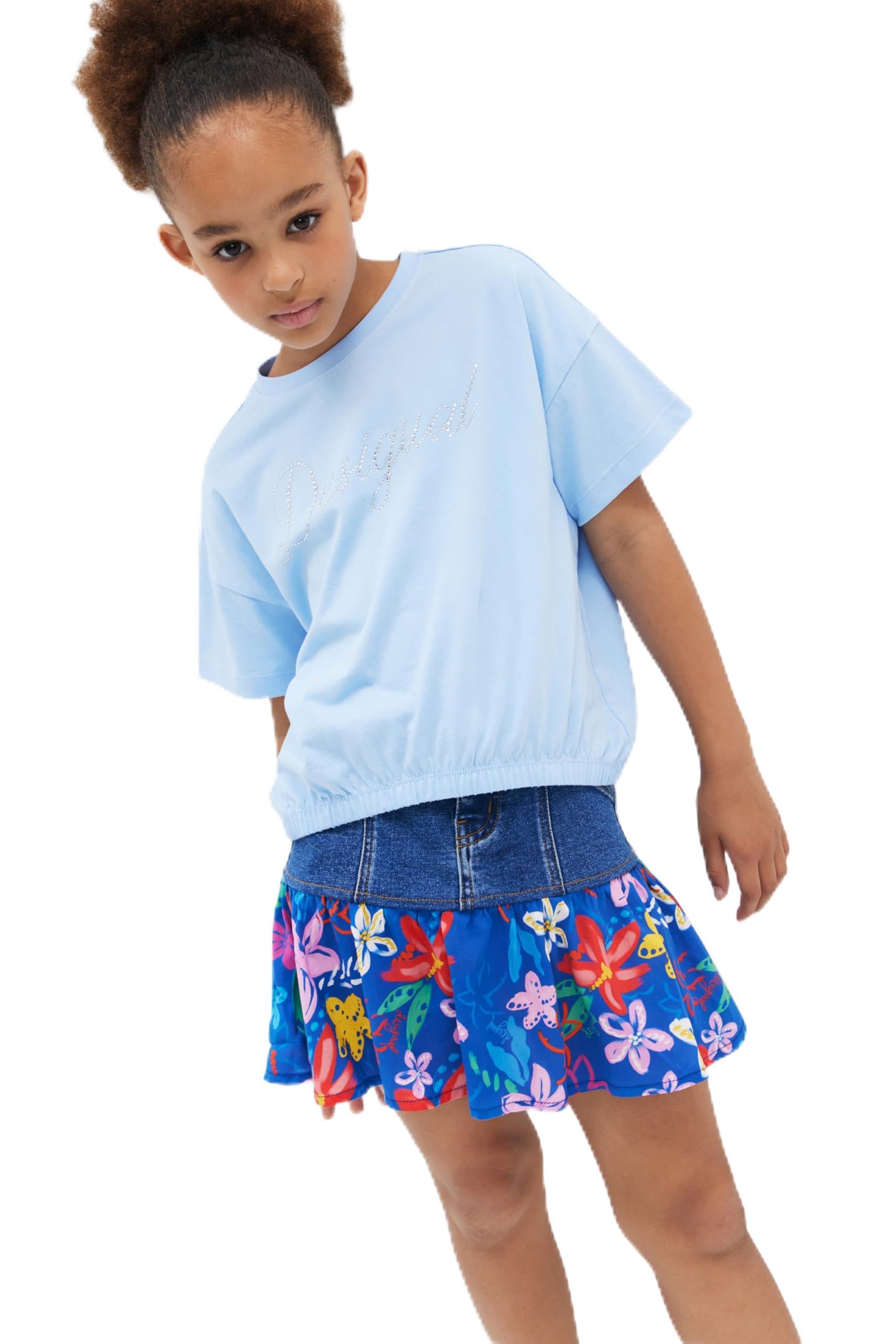 Desigual Unisex Blau Kinder 25Sgtk11 T-Shirt, Blue, 13/14