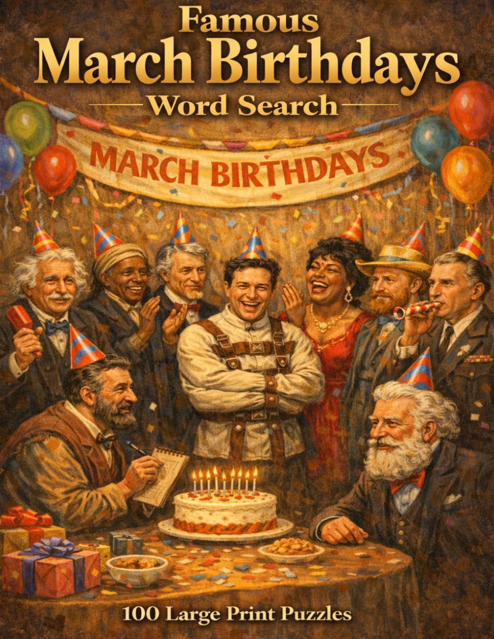 Famous March Birthdays Word Search: 100 Large Print Puzzles Celebrating Nine Legendary Figures Born in March From Scientists and Presidents to Artists and Entertainers (Famous Birthdays)