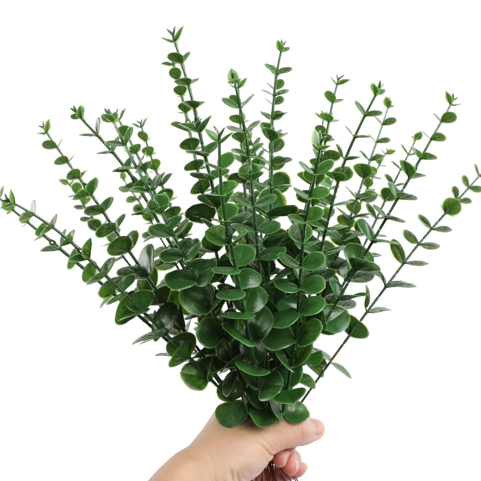 TGDGFKIAS Artificial Pine Branches, Christmas Glitter Artificial Pine Needles Eucalyptus Stems 38 cm Pack of 30 Multicolor(Dark Green)
