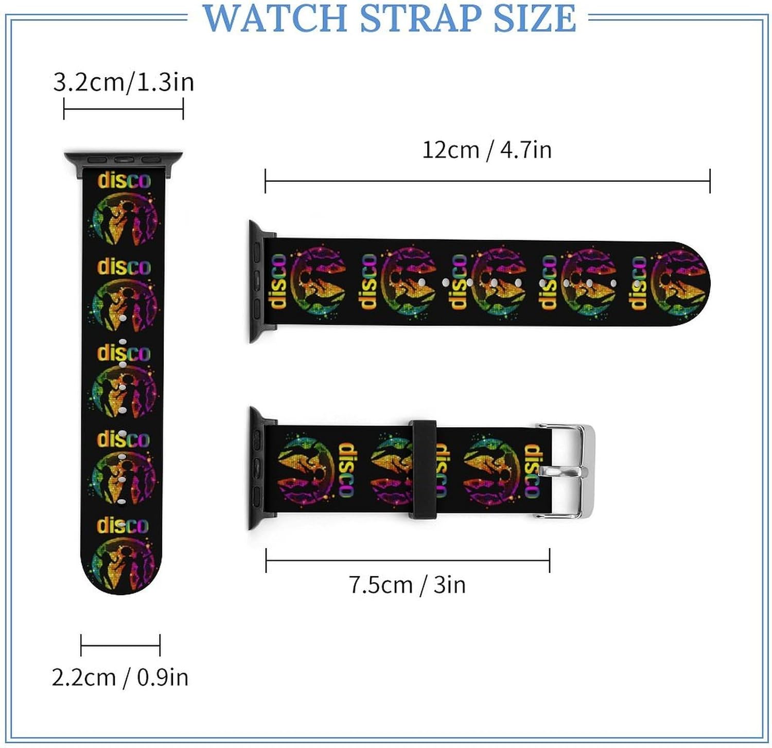 80s Disco Funny Watch Band Quick Release Replacement Watch Straps for Men Women