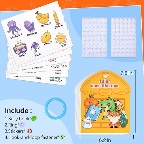 Miniatura 7 de Montessori Busy Book - Juguetes de clasificación de colores para niños pequeños de 2 a 4 años, actividades educativas de aprendizaje preescolar para
