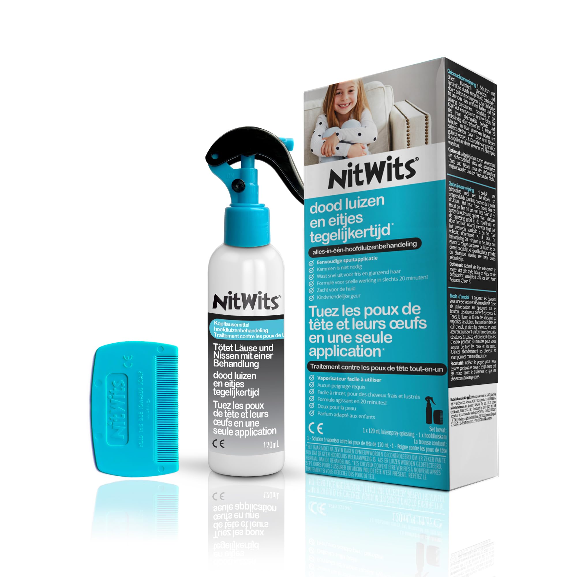 NitWits All-In-One Läusespray, Entfernt Läuse & Nissen 120 ml Spray