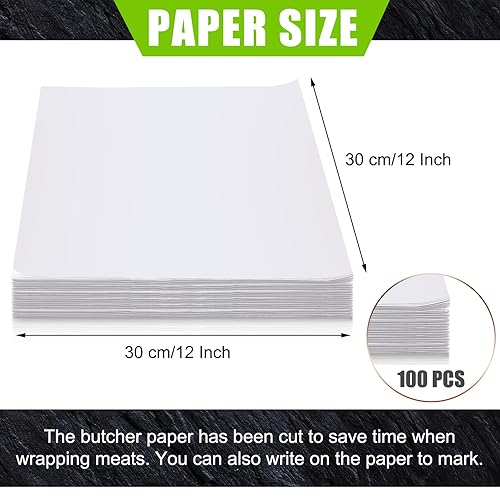 Miniatura 2 de Papel de carnicero blanco para sublimación, hojas de papel de carnicero desechables, hoja cuadrada de carne precortada, sin cera para prensa
