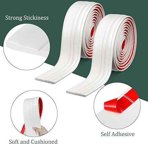 Miniatura 3 de 2 piezas de moldura de suelo, despegar y pegar, moldura flexible para suelo, moldura de goma adhesiva para paredes, pisos, encimeras, azulejos, 16.4