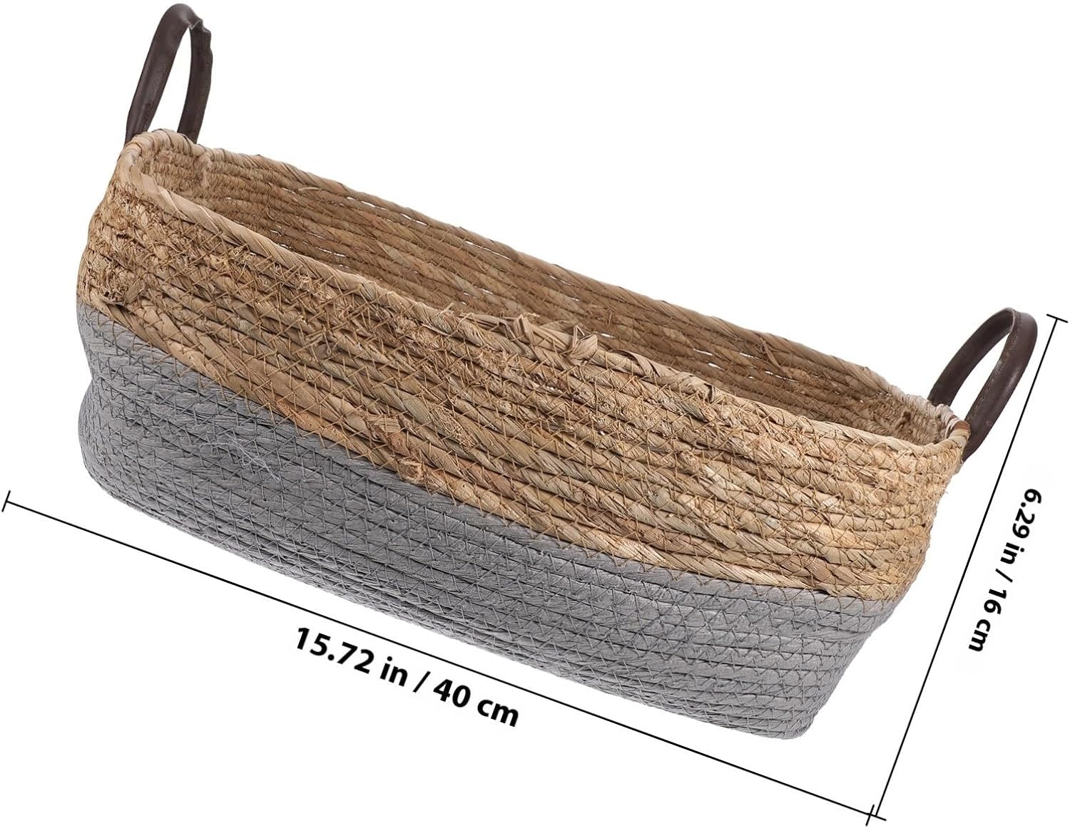 Hemoton Hand Woven Storage Basket with Handle for Desktop Organization