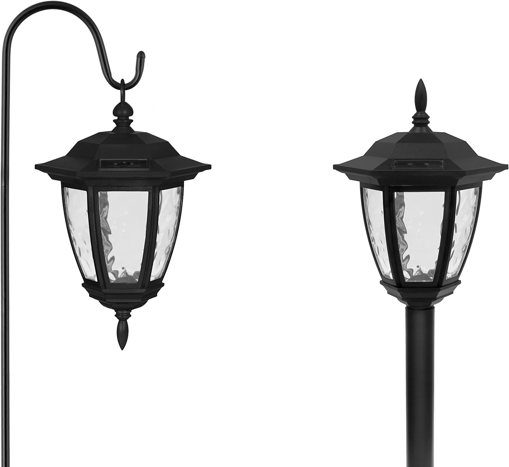 Dual Use Classic Coach Light (Set of 2) Model #: CPM1a-R2- BK-2, Powered by SunPower Solar Panels, Pathway Lights, Outdoor Lighting, 1 AA Battery Included, 1 Year Warranty.