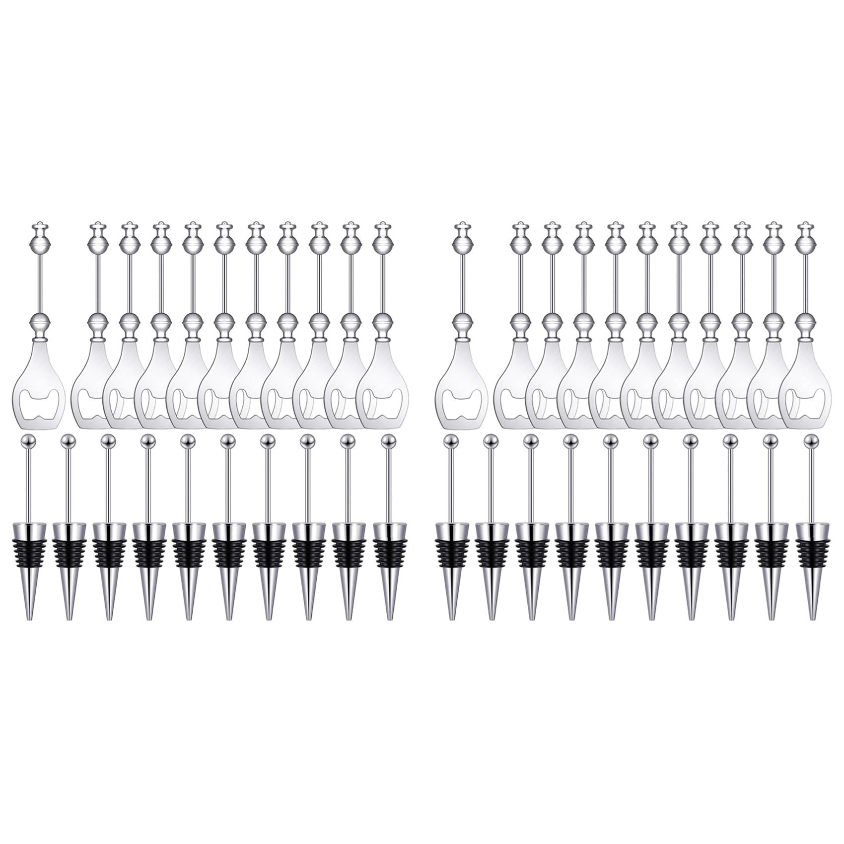 Hndhbfgrt Beadable Wine Stoppers Beadable Beer Opener Set 20 Decorative Beaded Wine Bottle Stopper 20 Alloy Reusable Bottle Opener