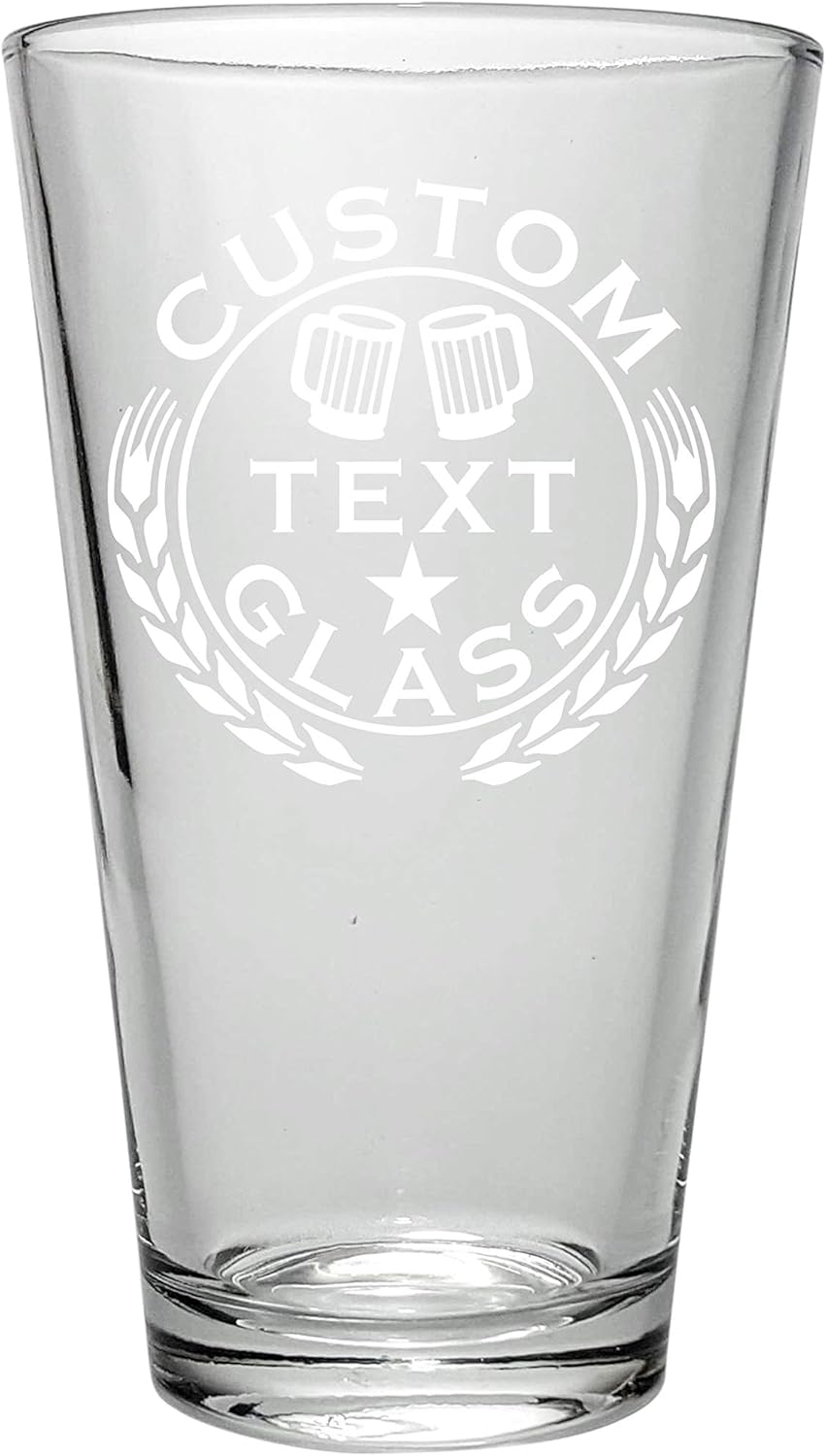 Personalized Custom Text Engraved 2 x Pint Beer Glasses, Set of 2 Glasses