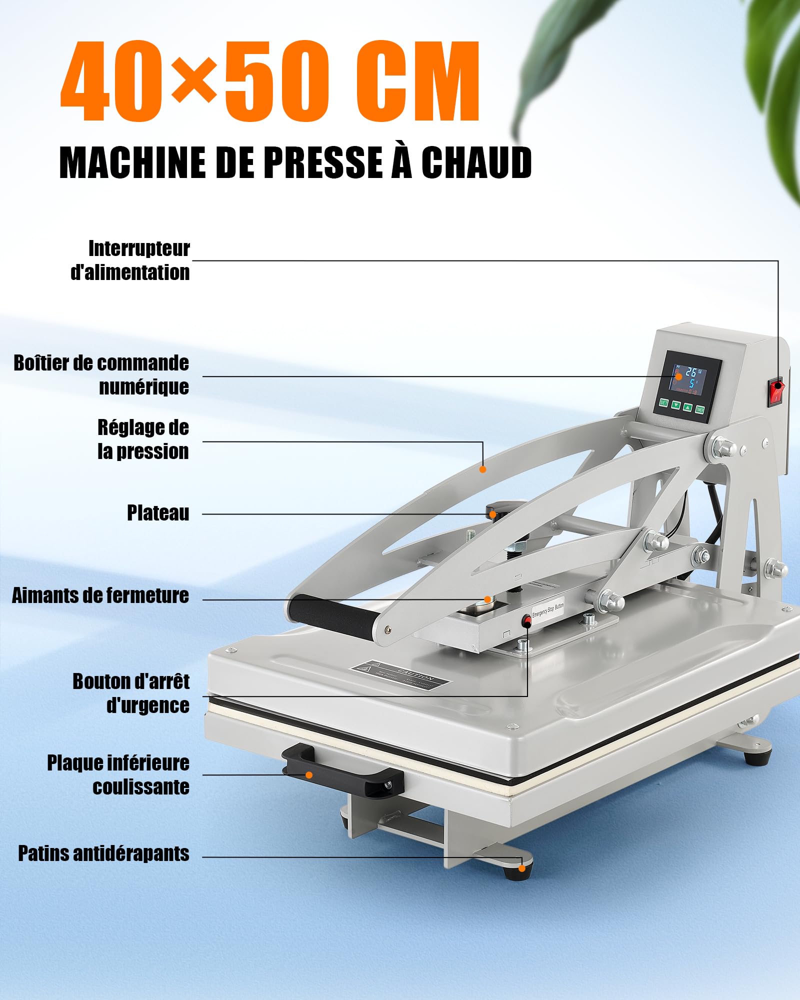 CREWORKS 40x50cm Autopress Machine de Presse à Chaud Automatique 2200W avec Base Coulissante Transfert de Chaleur à Domicile pour T-shirts Sacs Tapis de Souris Cadeaux Charité Entreprise